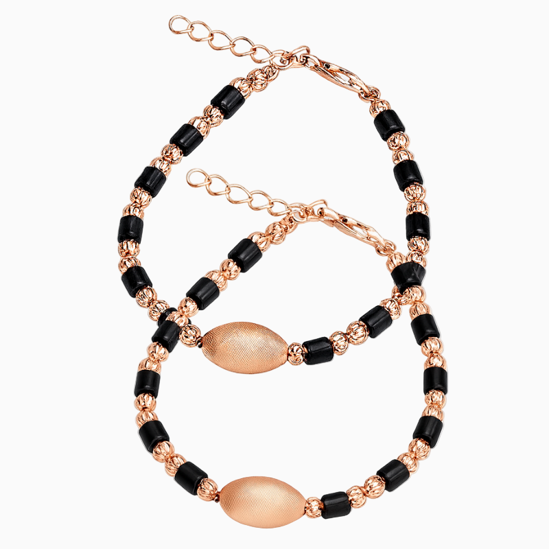 Rose Gold Bracelet with Black Beads for Infant (0-18 Months)