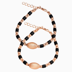 Rose Gold Bracelet with Black Beads for Infant (0-18 Months)