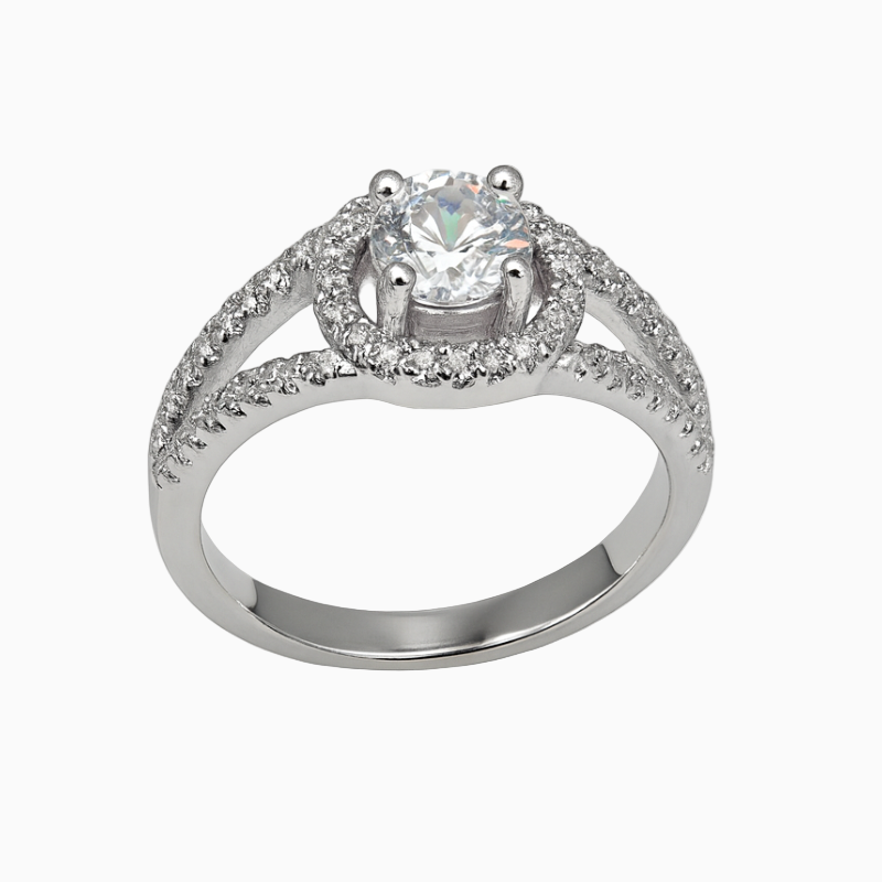 Silver Sparkling Solitaire Ring