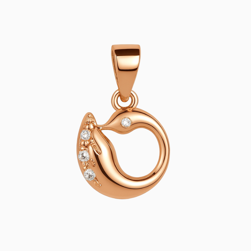 Rose gold Swan Pendant Set