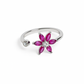 Silver Pink Floral Toe Ring