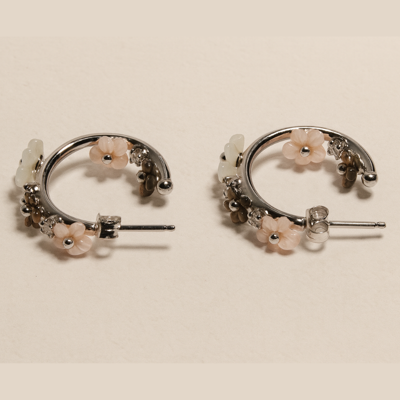 Silver premium floral bali earrings for her