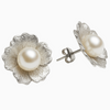 Silver Pearl Elegant Flower Studs earrings