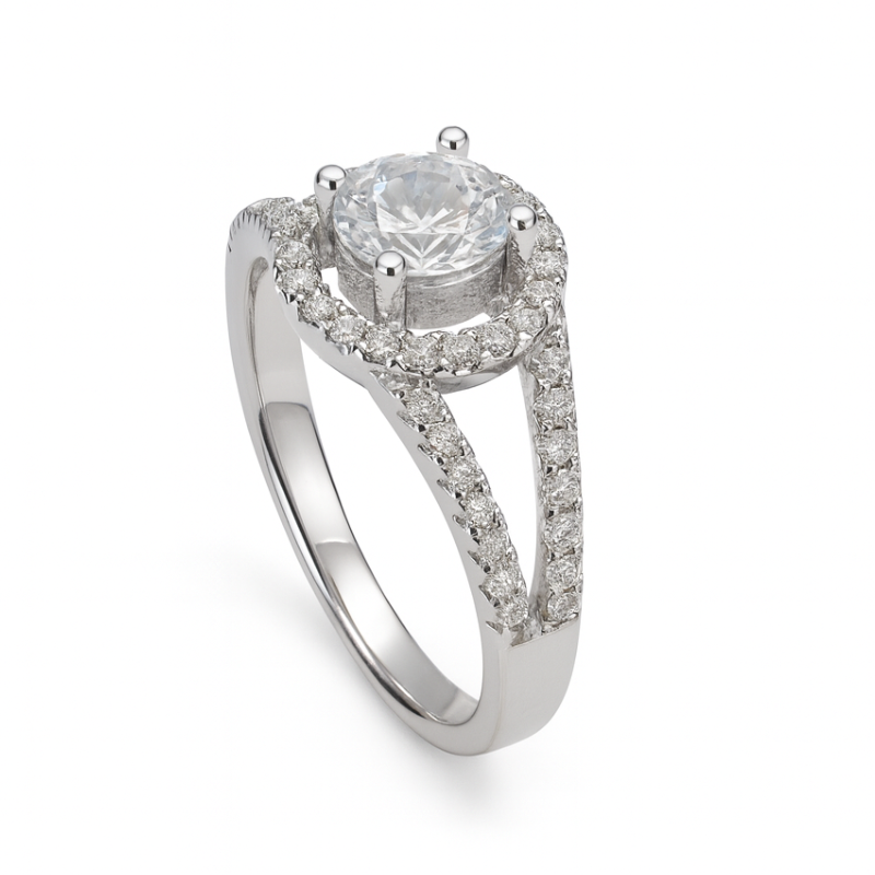 Silver Sparkling Solitaire Ring