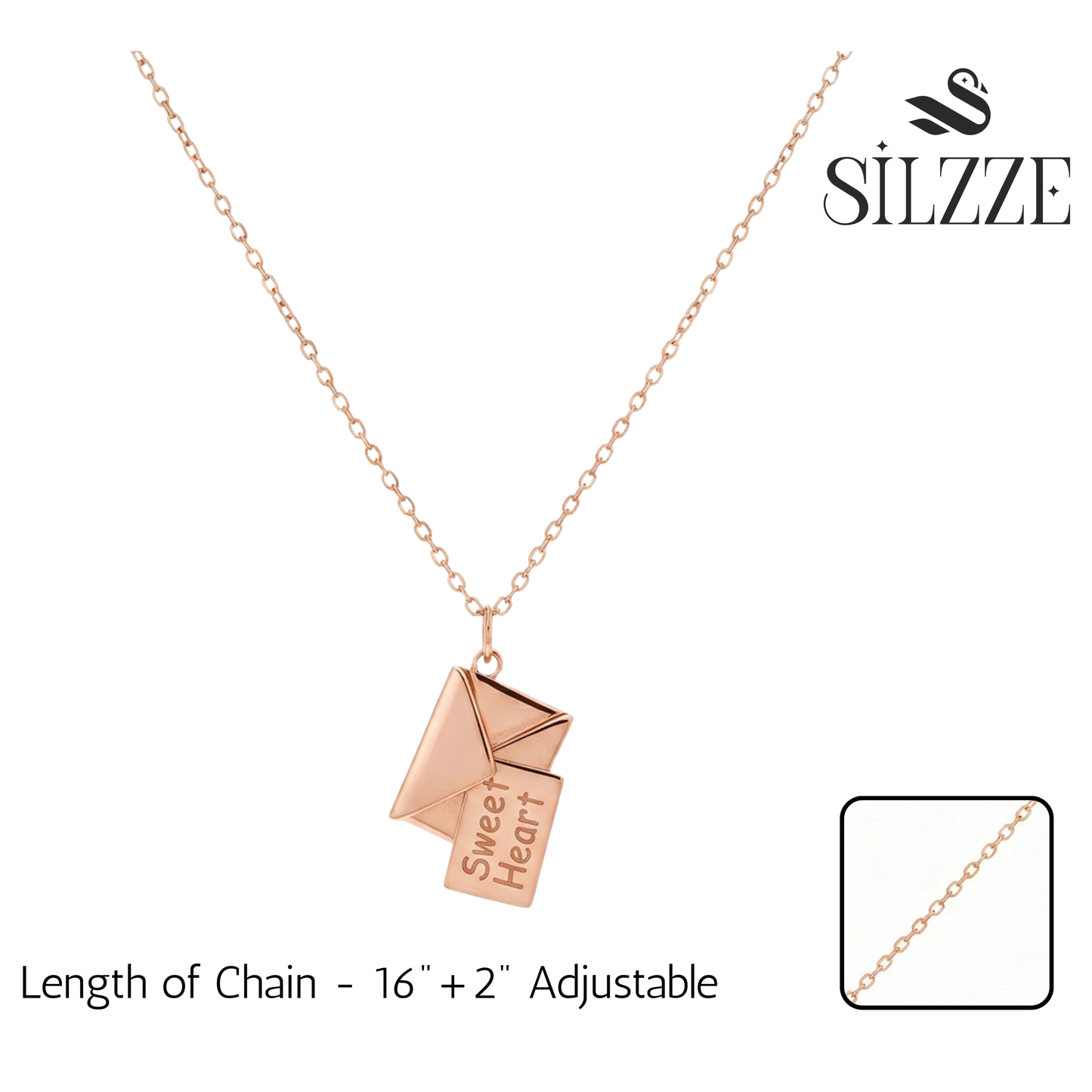 Rose gold secret message Envelope Locket pendant Necklace For her