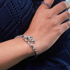 Silver Jaguar Head Hinged Bracelet For Her
