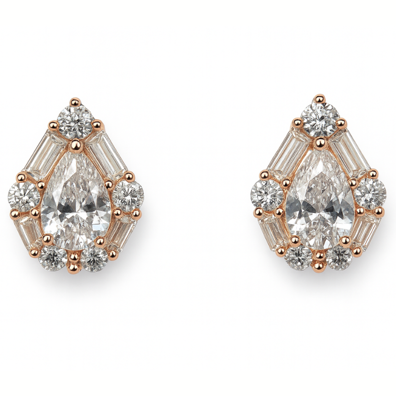 Rose Gold Pear Shaped Zirconia Pendant Set