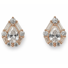 Rose Gold Pear Shaped Zirconia Pendant Set