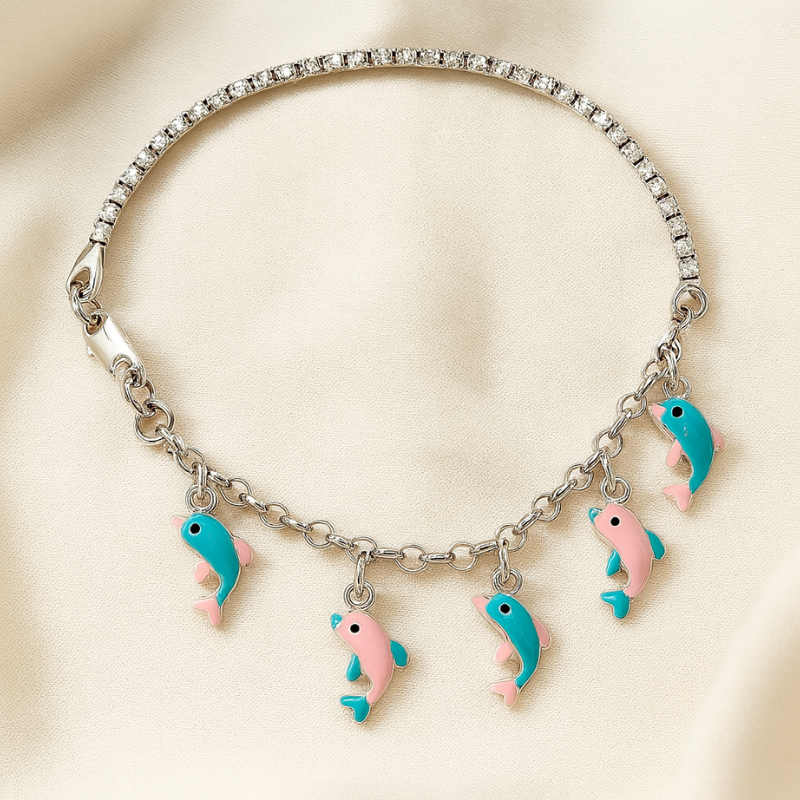 Dazzling Silver Hand Dolphine Bracelet