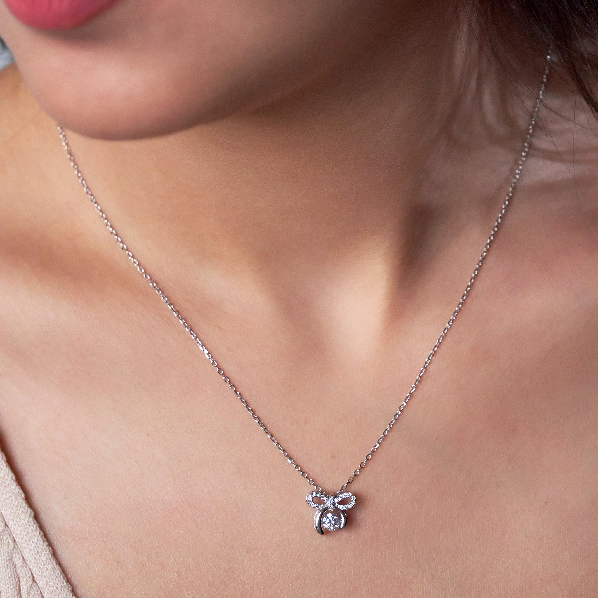 Silver Pookie Solitaire Zircon Chain Pendant