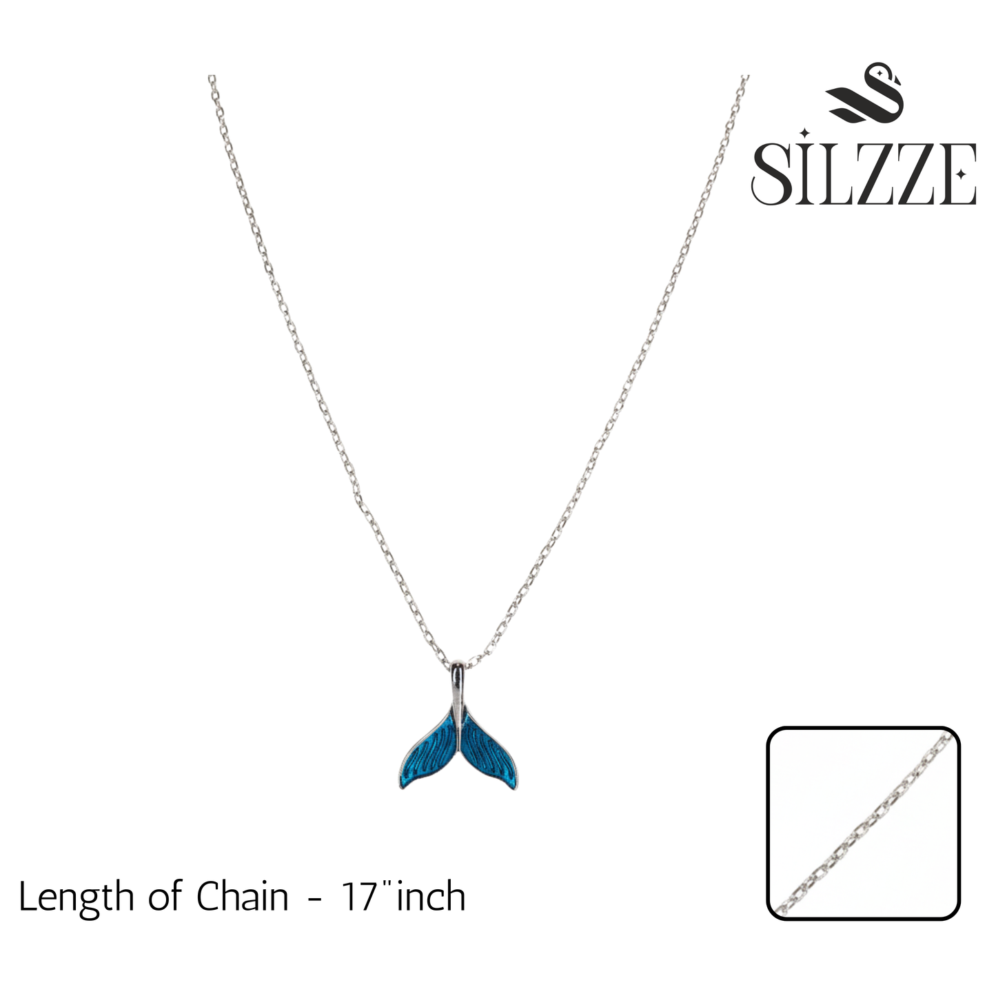 Silver Mermaid Tail Pendant Necklace