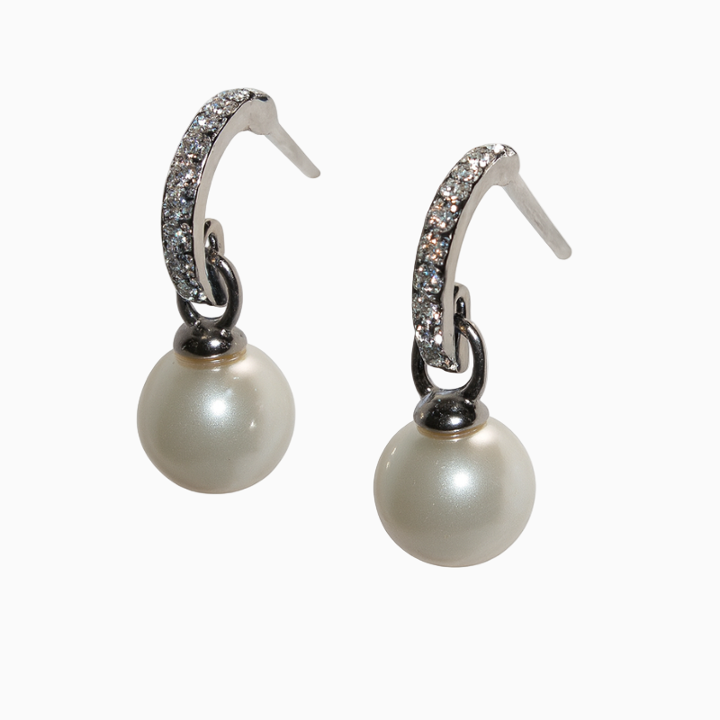 Silver Classy Earrings with Pearl Drop
