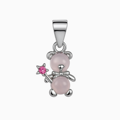 Silver Sweet Teddy Bear Pendant Set for Her