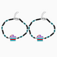 Silver Birthday Cake design Baby Bracelet with black beads (0-18 Months)