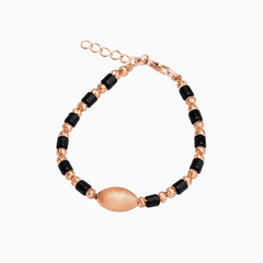 Rose Gold Bracelet with Black Beads for Infant (0-18 Months)