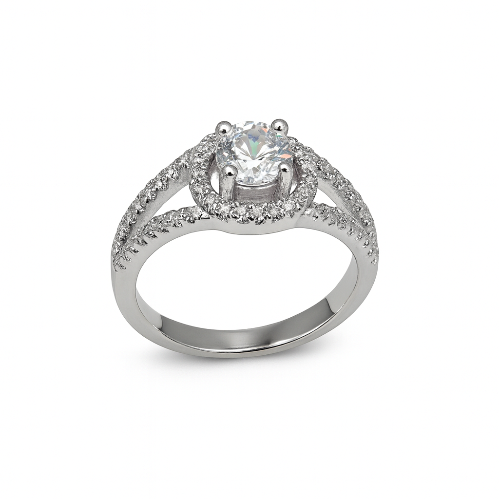 Silver Sparkling Solitaire Ring