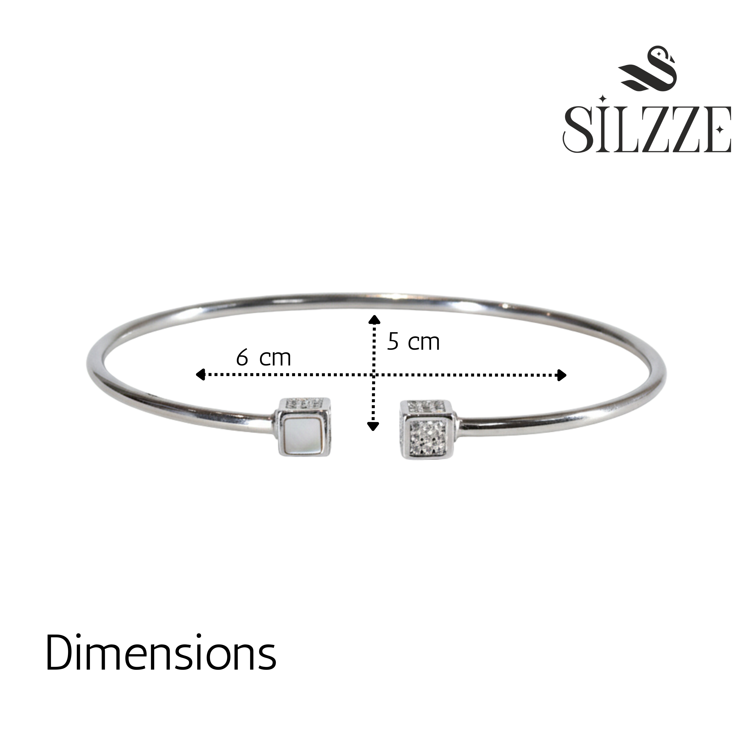 Silver Cube Geometric Open Bracelet