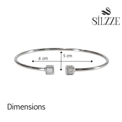 Silver Cube Geometric Open Bracelet