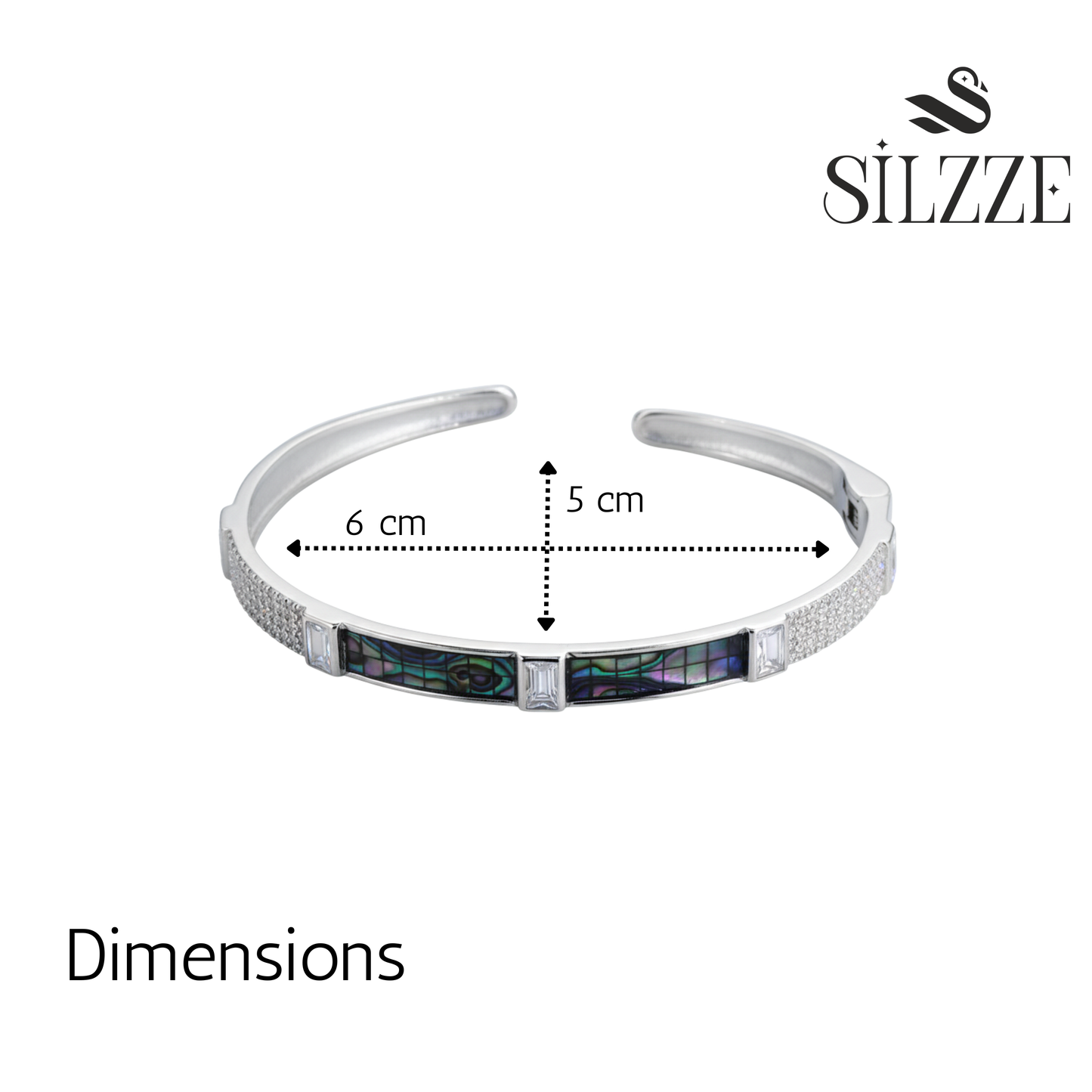 Silver Dazzling Abalone Shell Bracelet Set