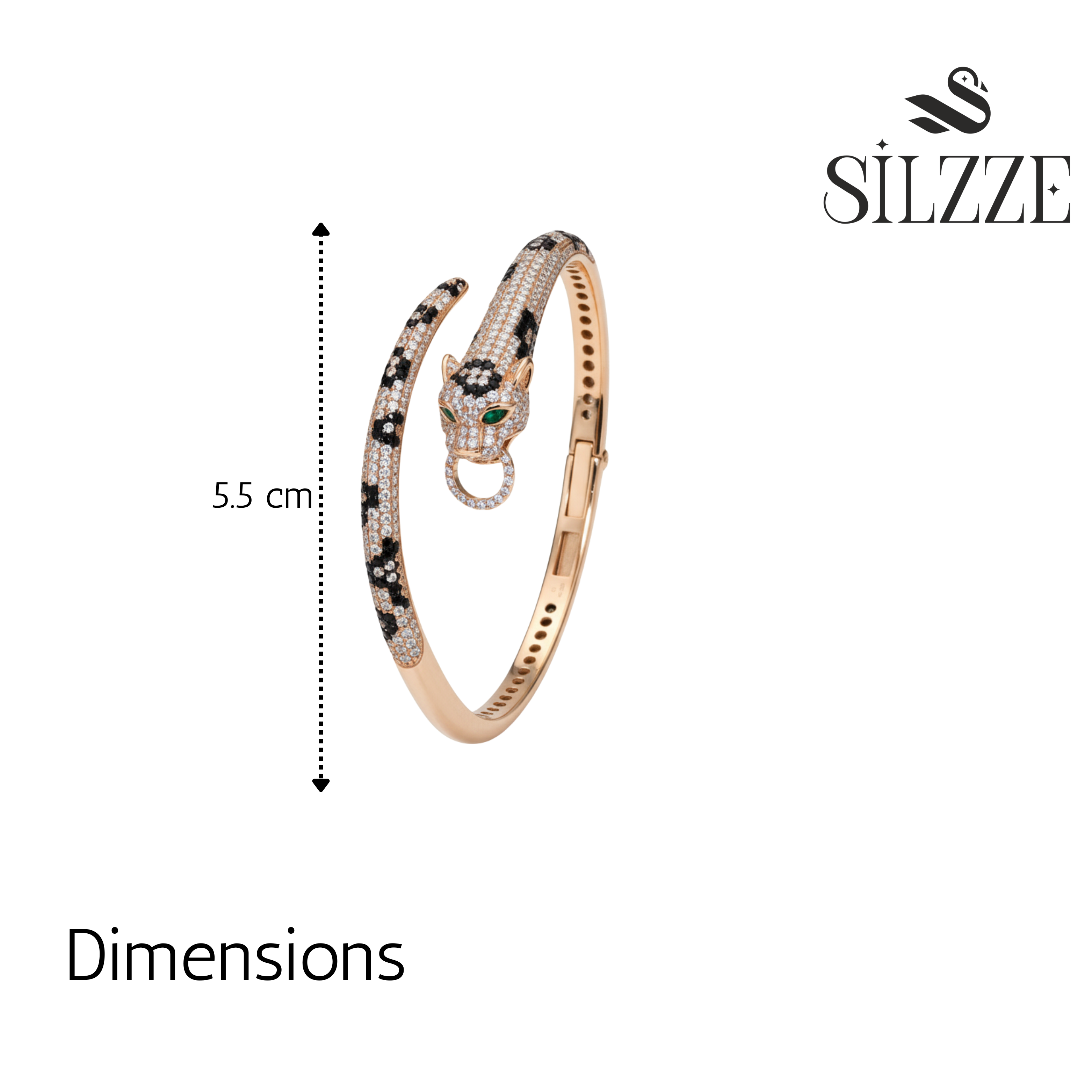 Rose Gold Jaguar Head Hinged Bracelet For Her