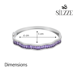 Silver Amethyst Purple Baguette Cut Zirconia Bracelet