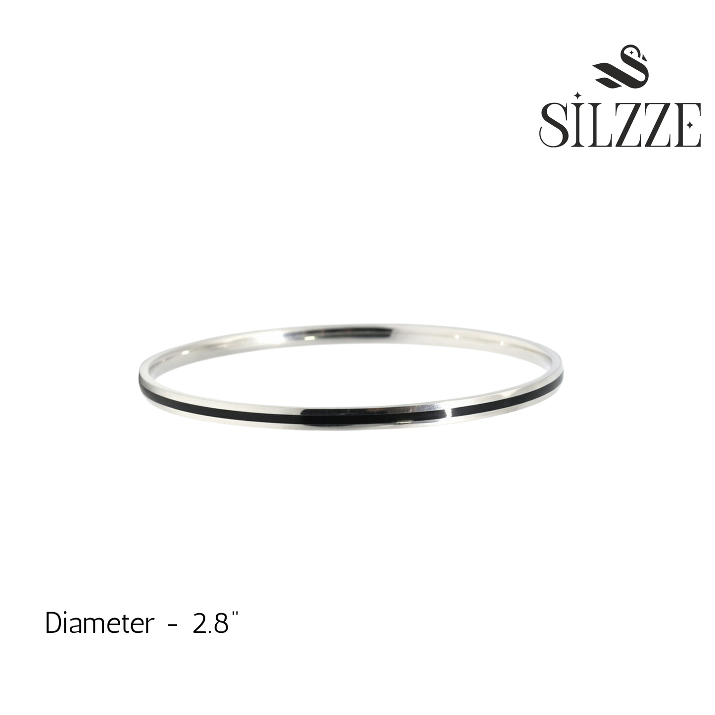 Silver Classic Black Trendy Bangles