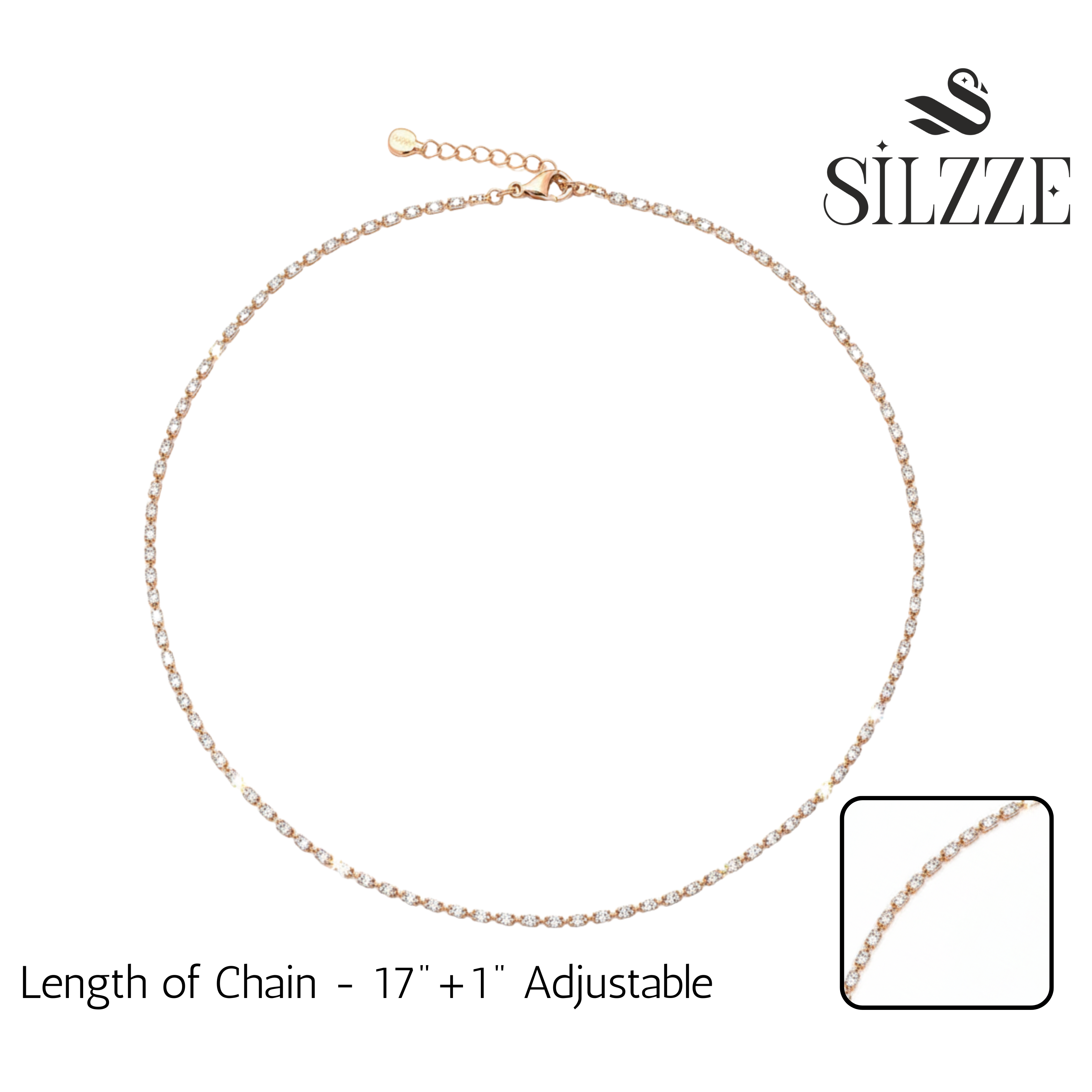 Rose Gold Dainty Tennis Chain For Her