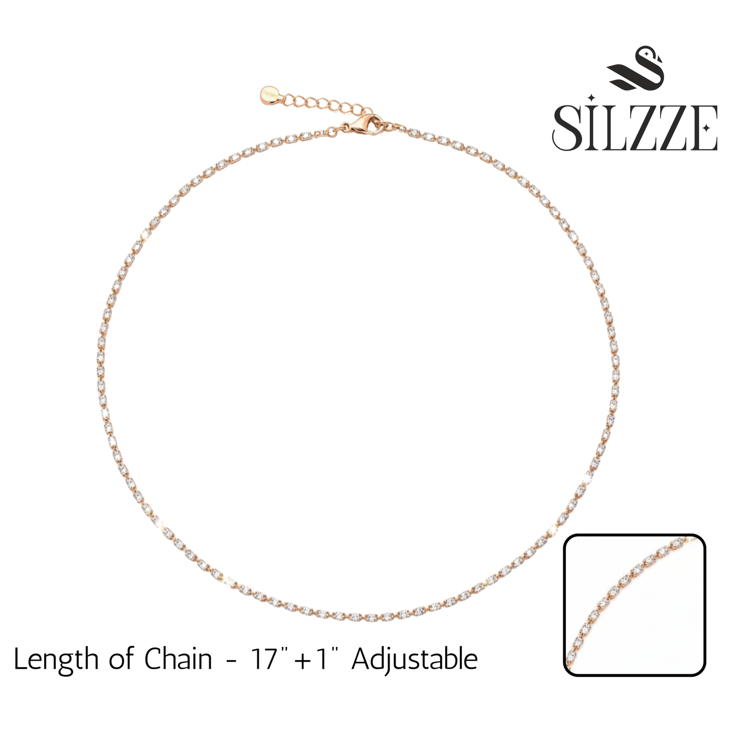 Rose Gold Dainty Tennis Chain For Her