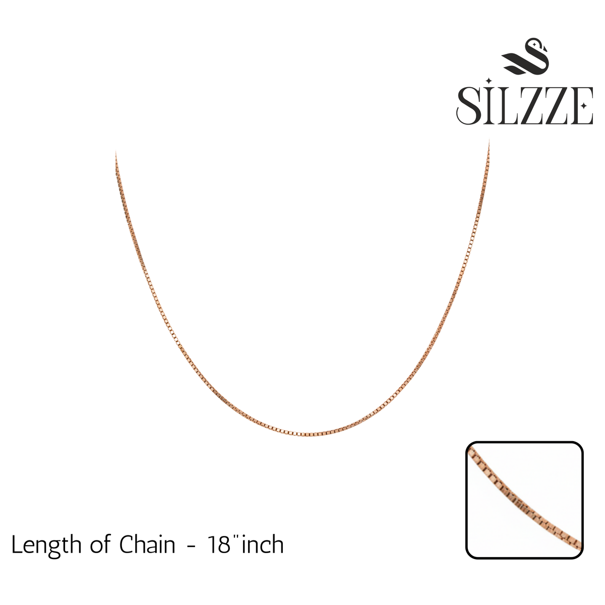 Silver Premium Rose Gold Box chain For her