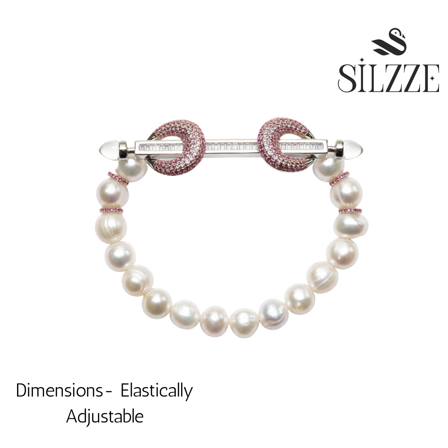 Silver Pave Pearl Hand Bracelet