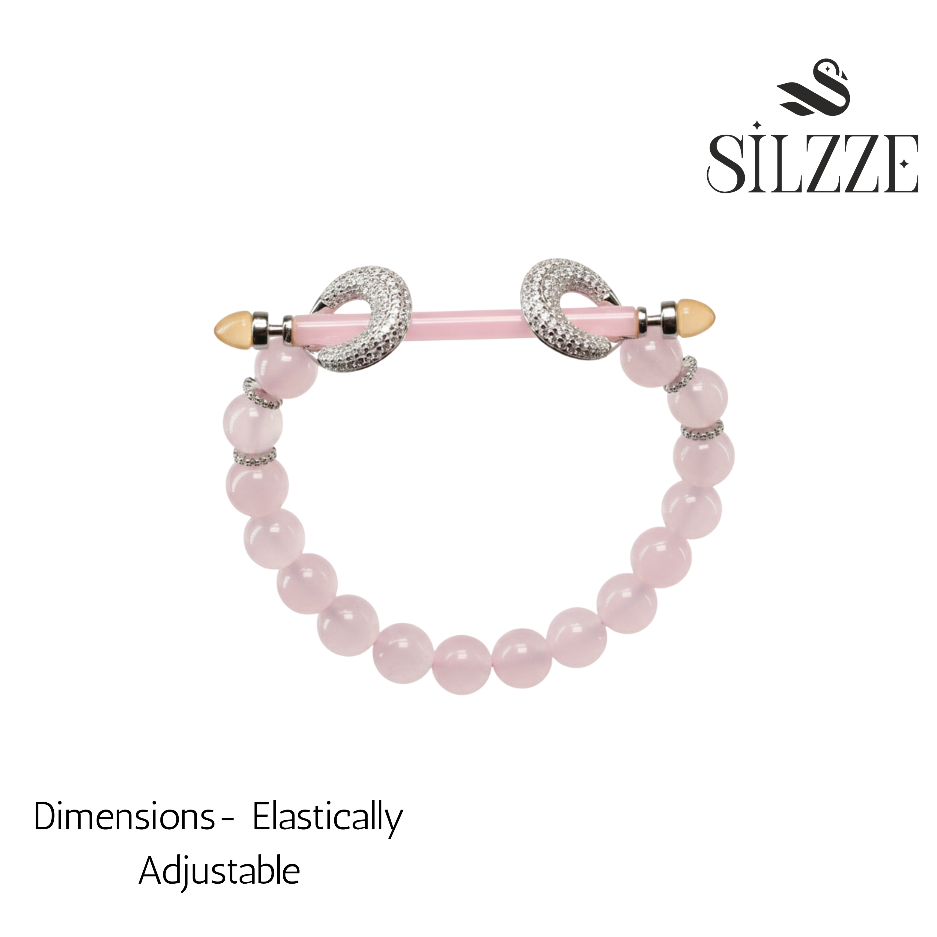 Silver Pink Bar and Brads Bracelet For Her