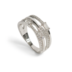 Silver Halo Baguette Ring