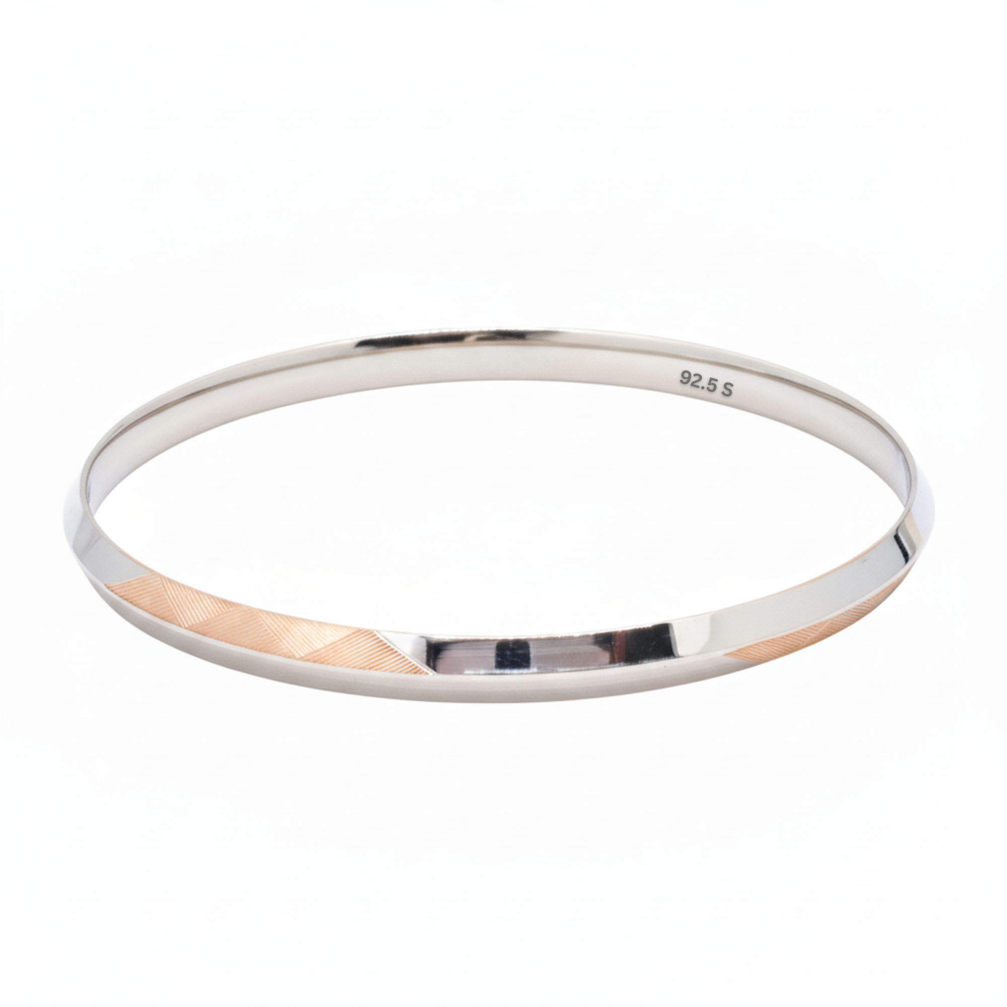 Silver Mens Rose gold dual tone Striped Bracelet