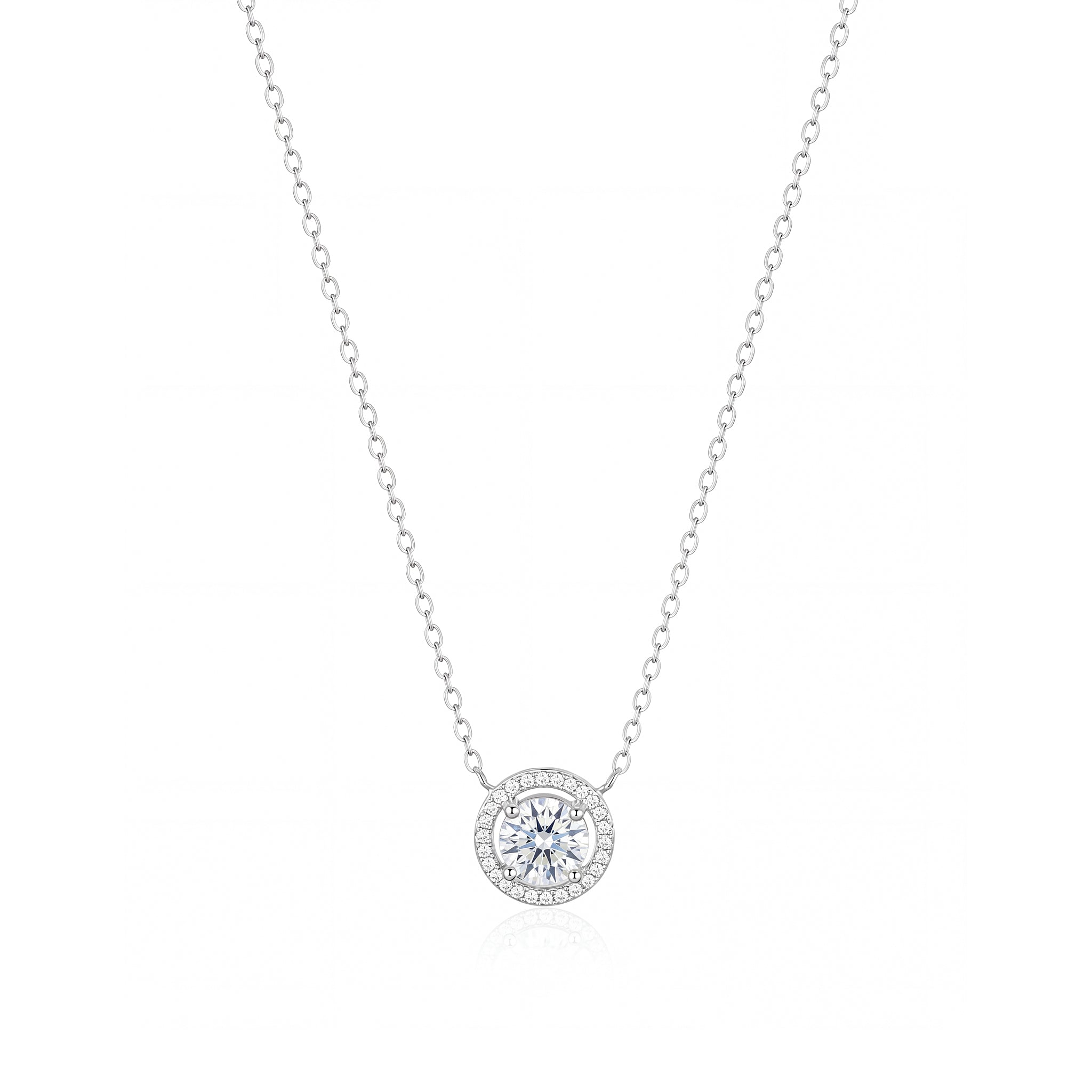 Silver Halo Classic Solitaire Pendant