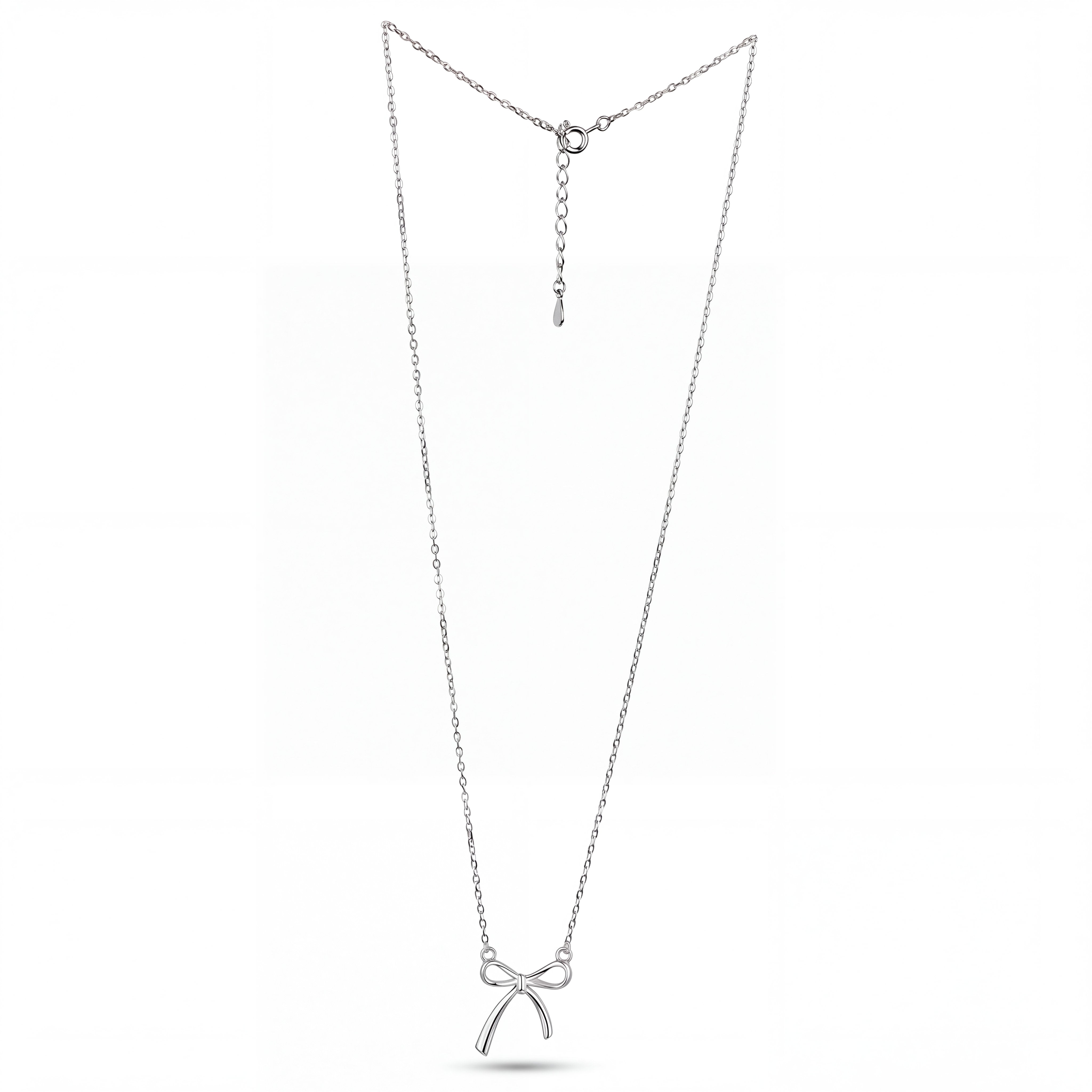 Silver Knot Bow Necklace