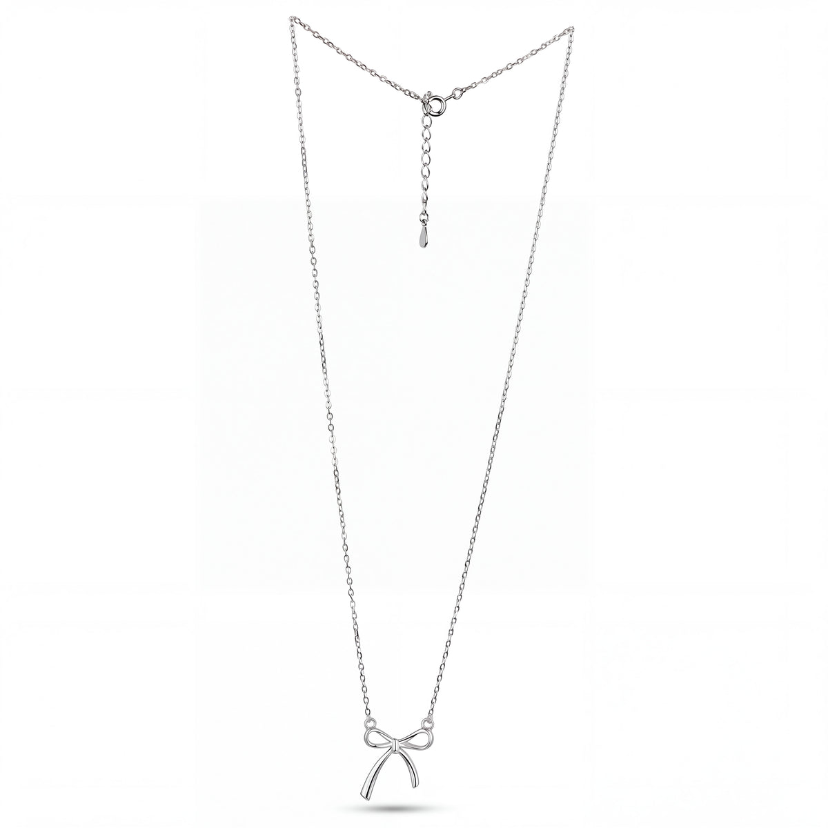 Silver Knot Bow Necklace