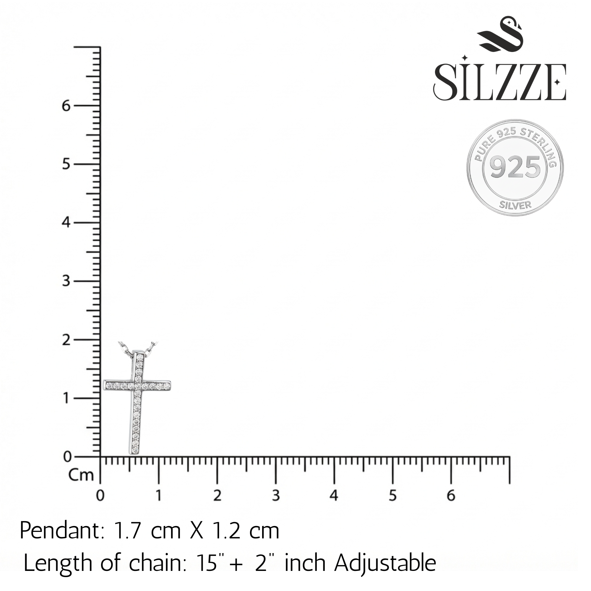 Silver Sparkling Cross Pendant