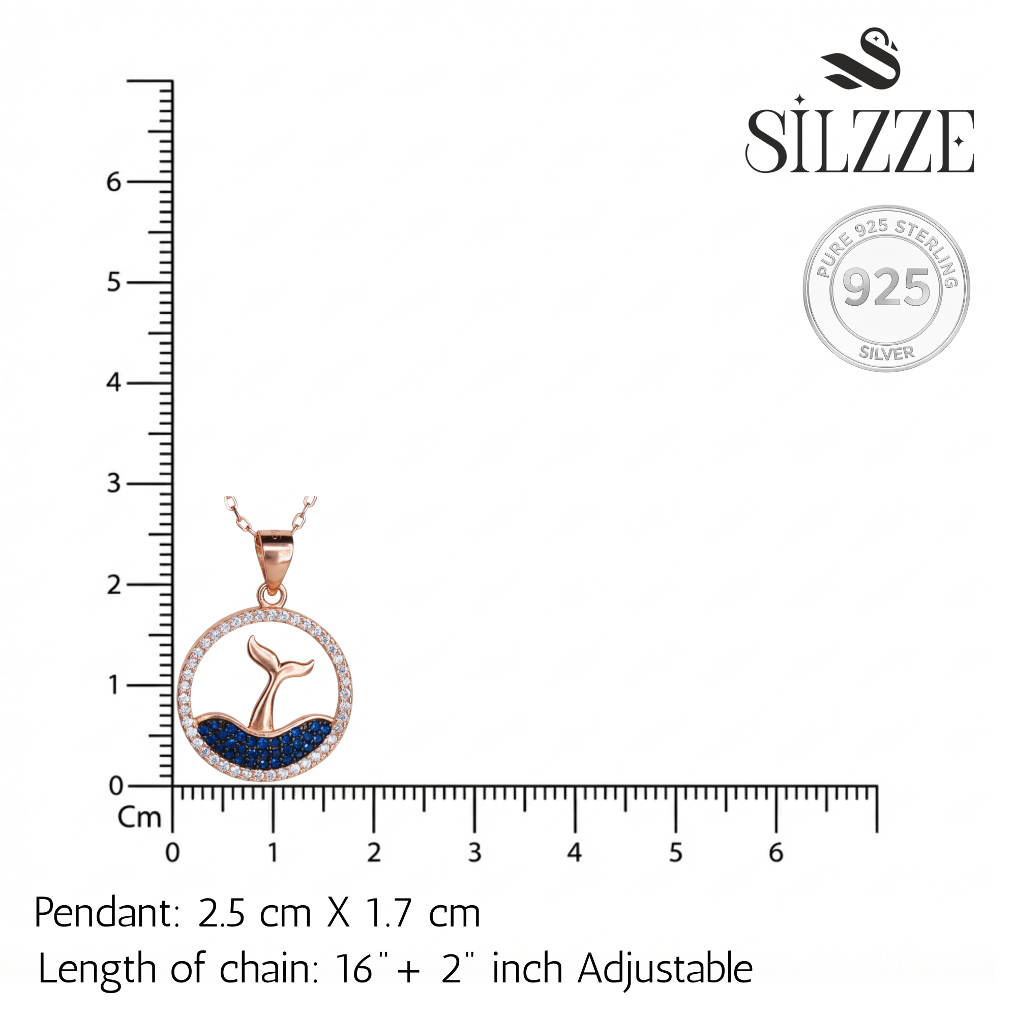 Rose Gold Coastal Whale Tail Pendant