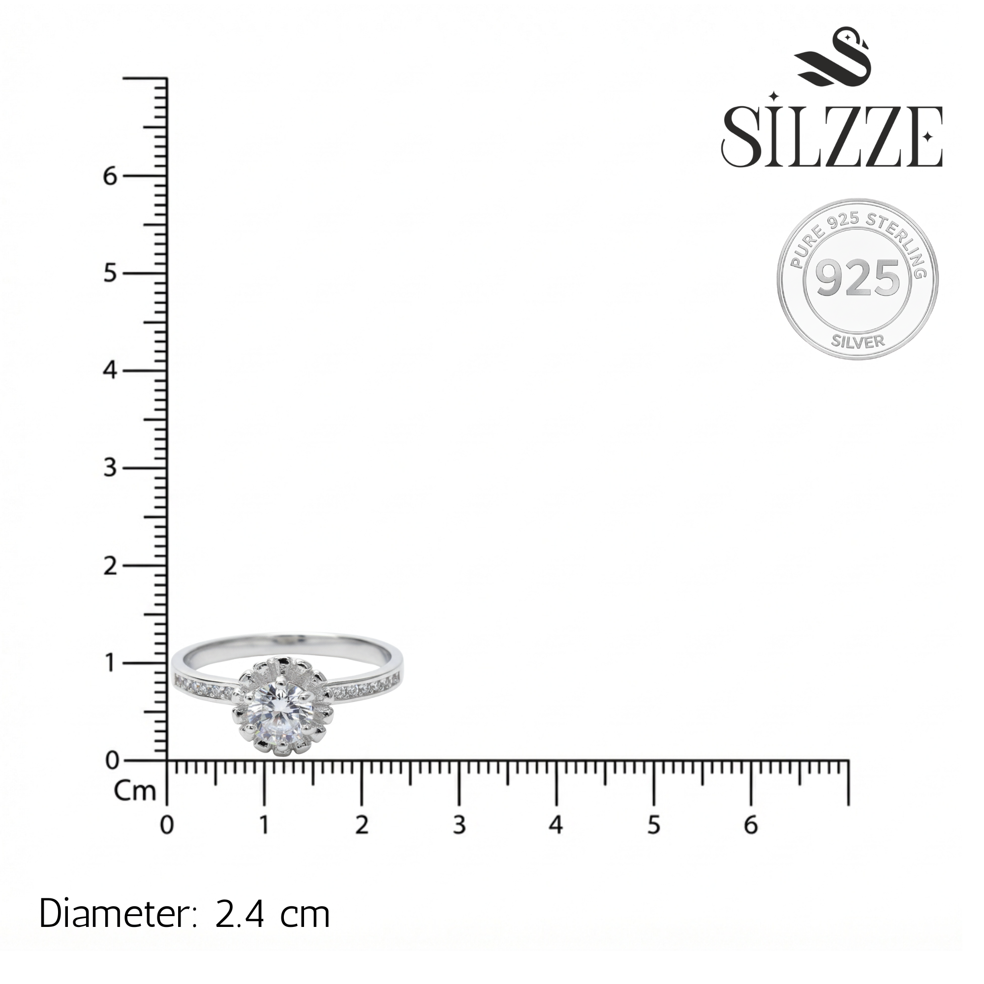 Silver Solitaire Crown Ring