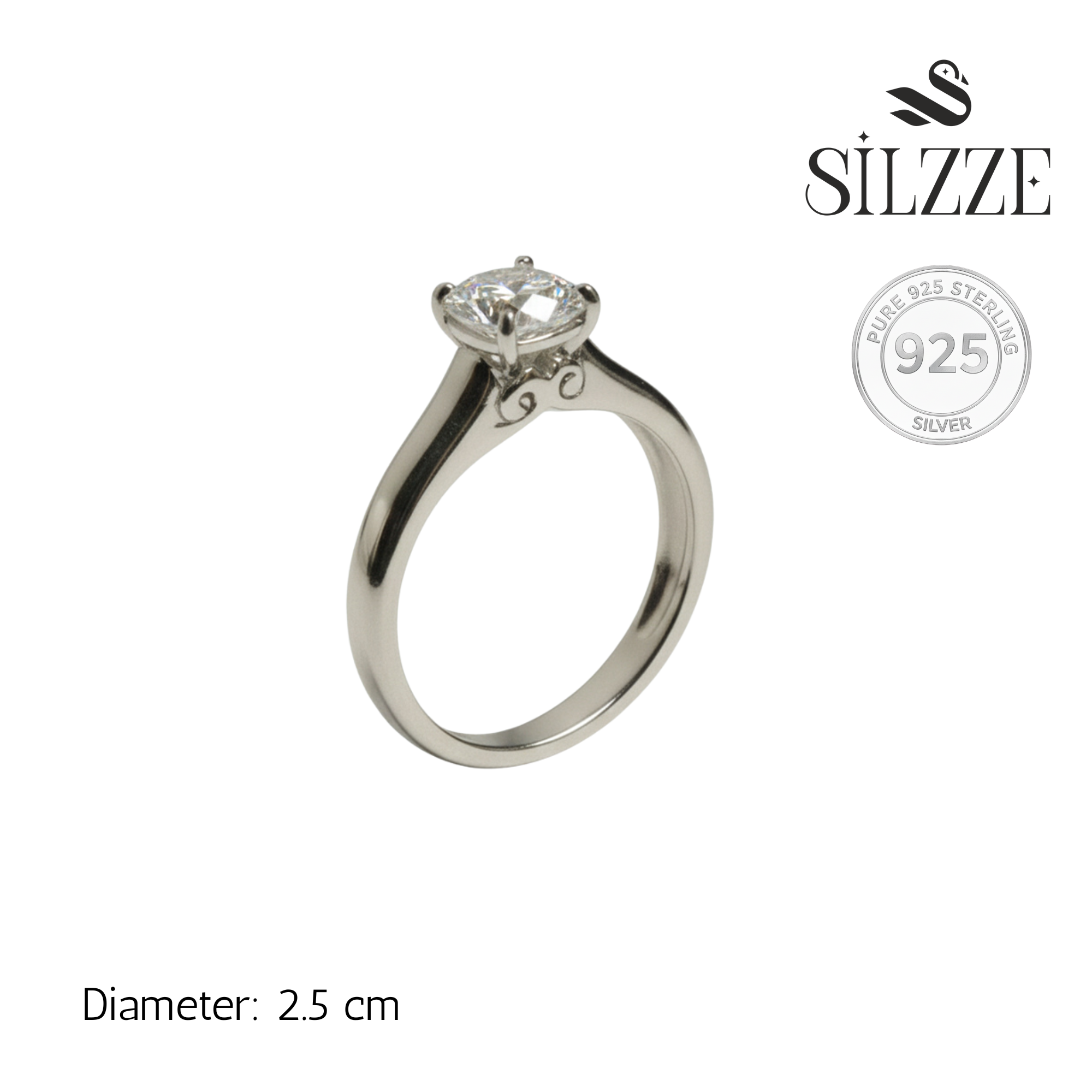 Silver Princess round adjustable Ring