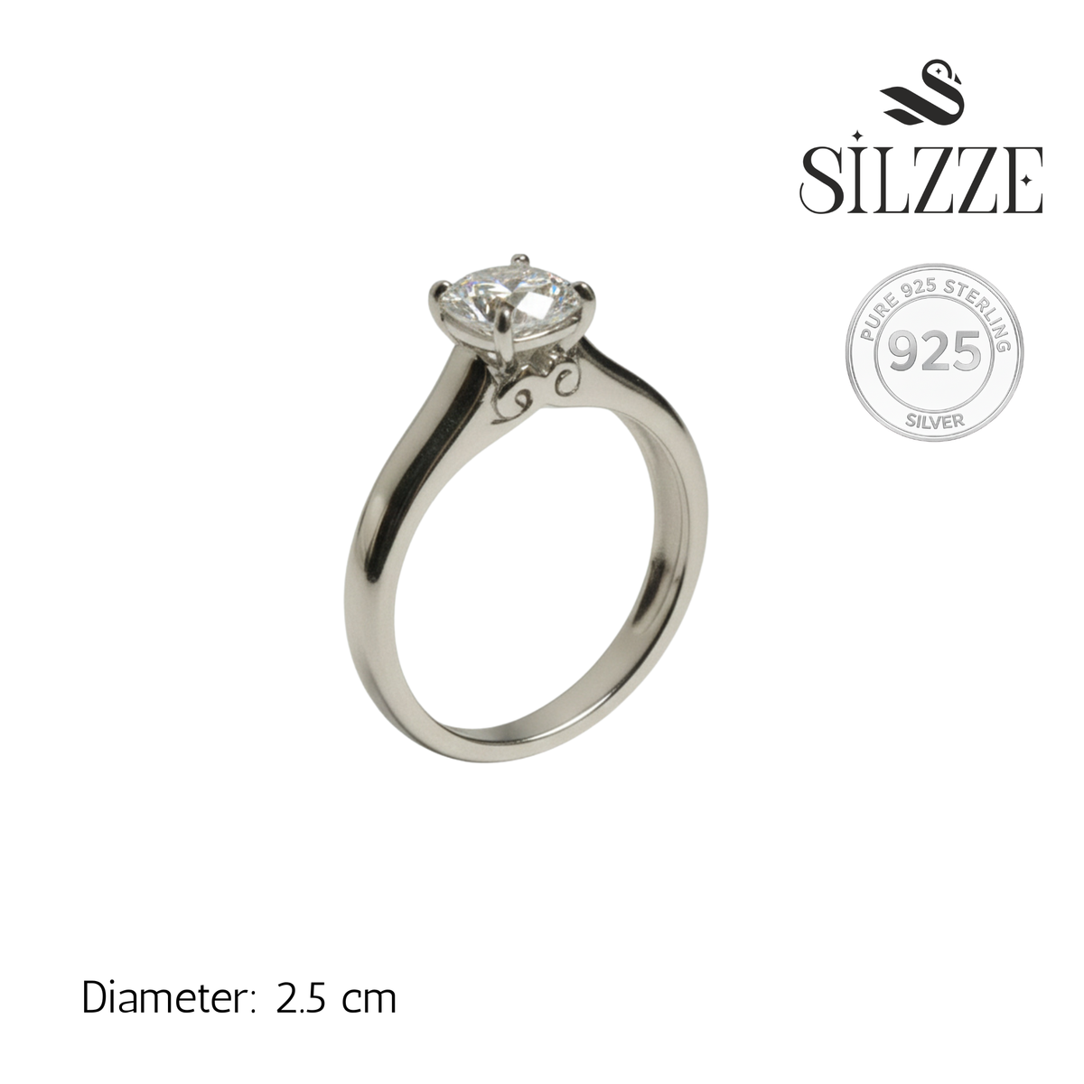 Silver Princess round adjustable Ring