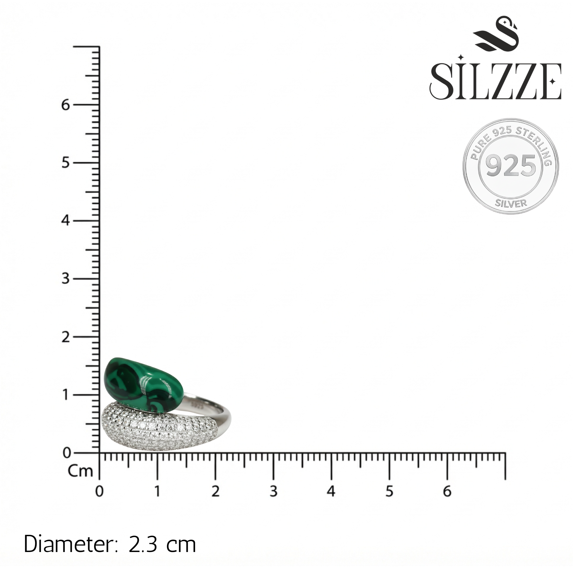Silver Radiant Green Pave Zircon Statement Ring For Her