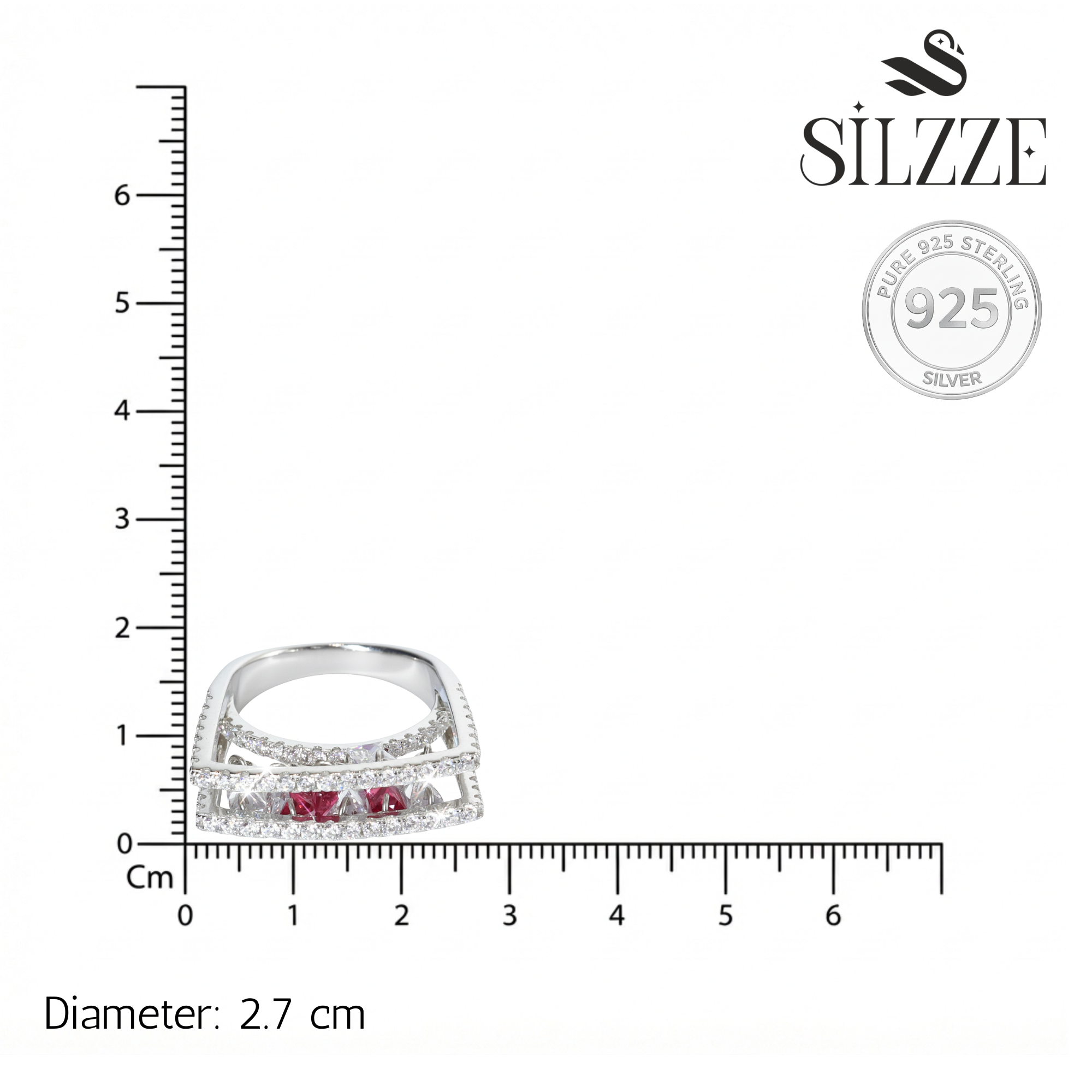 Silver Daisy Pink Double Band Ring For Her