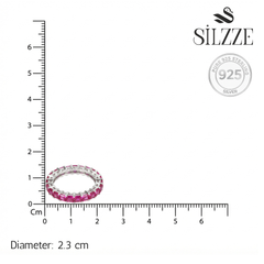 Silver Red Crimson & Crystal Eternity Band For Her