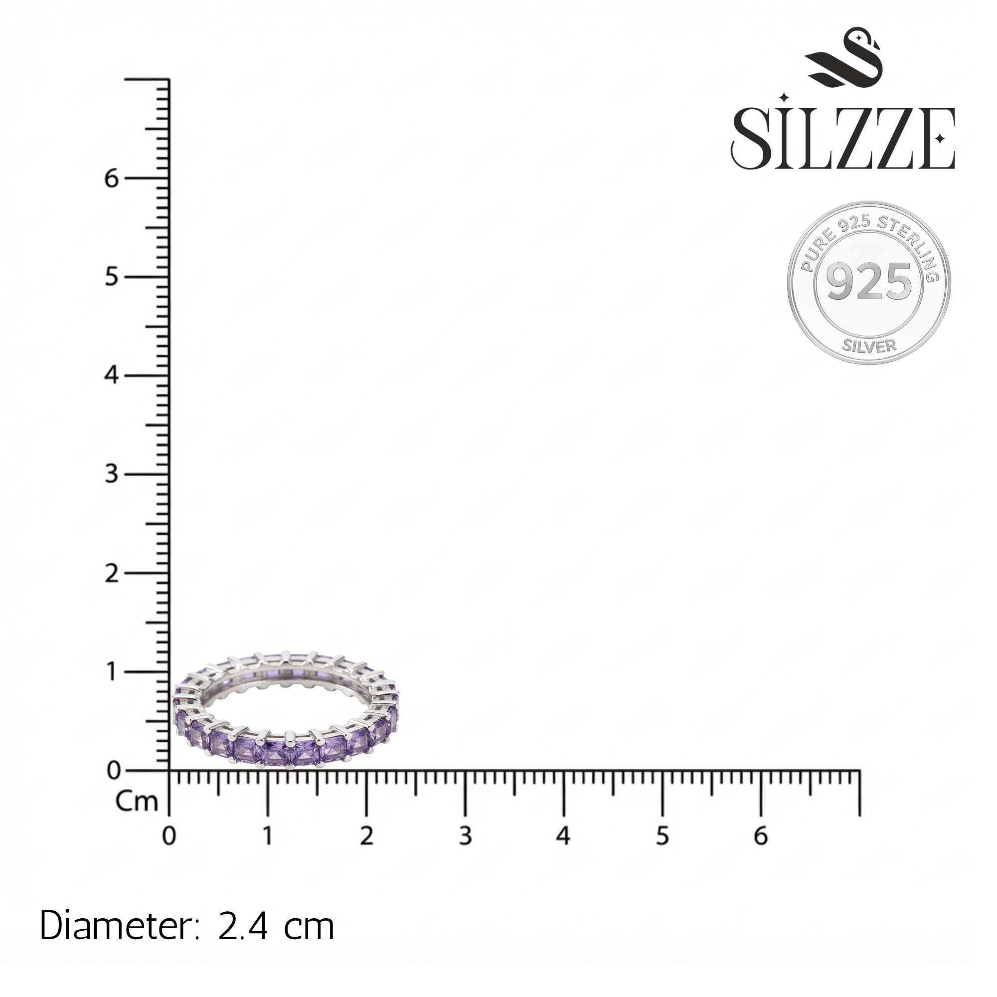 Silver Elegant violet Eternity Band for her