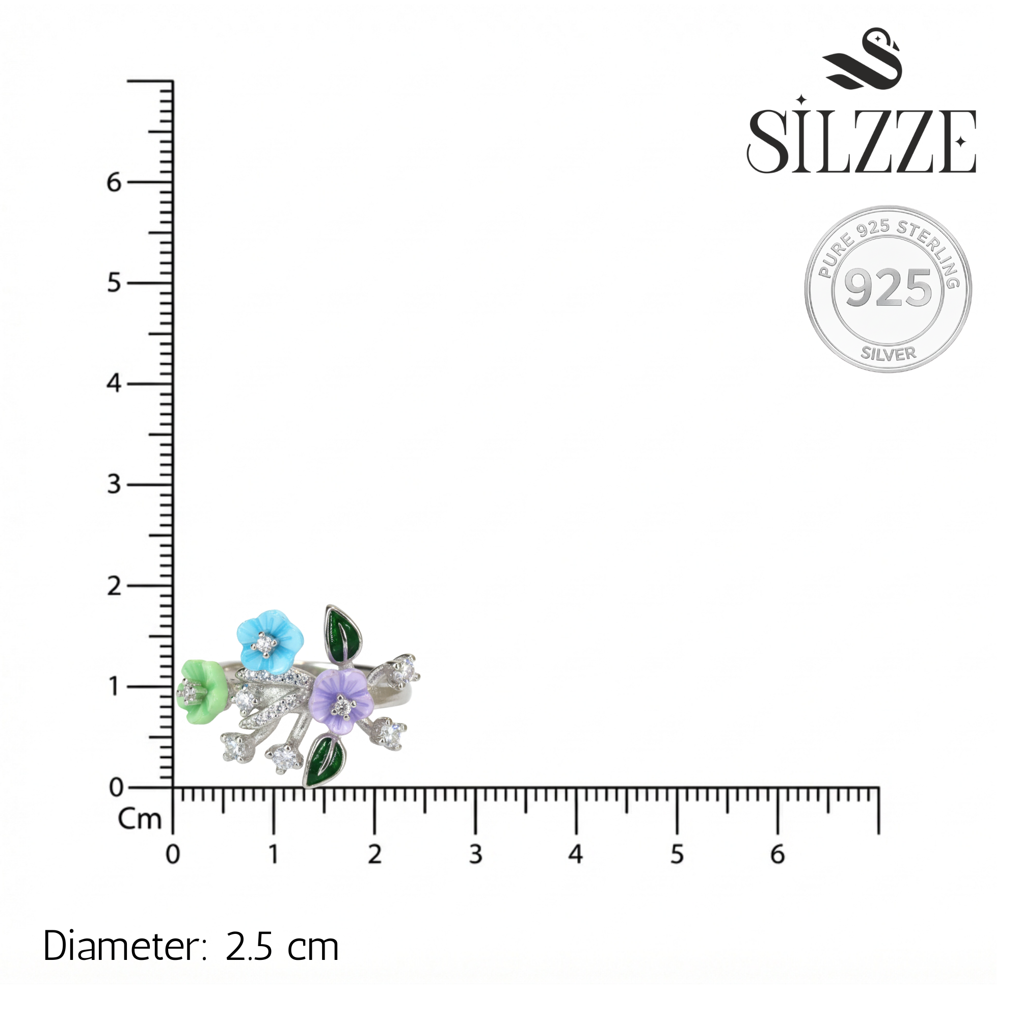 Silver floral Bouquet Ring for her