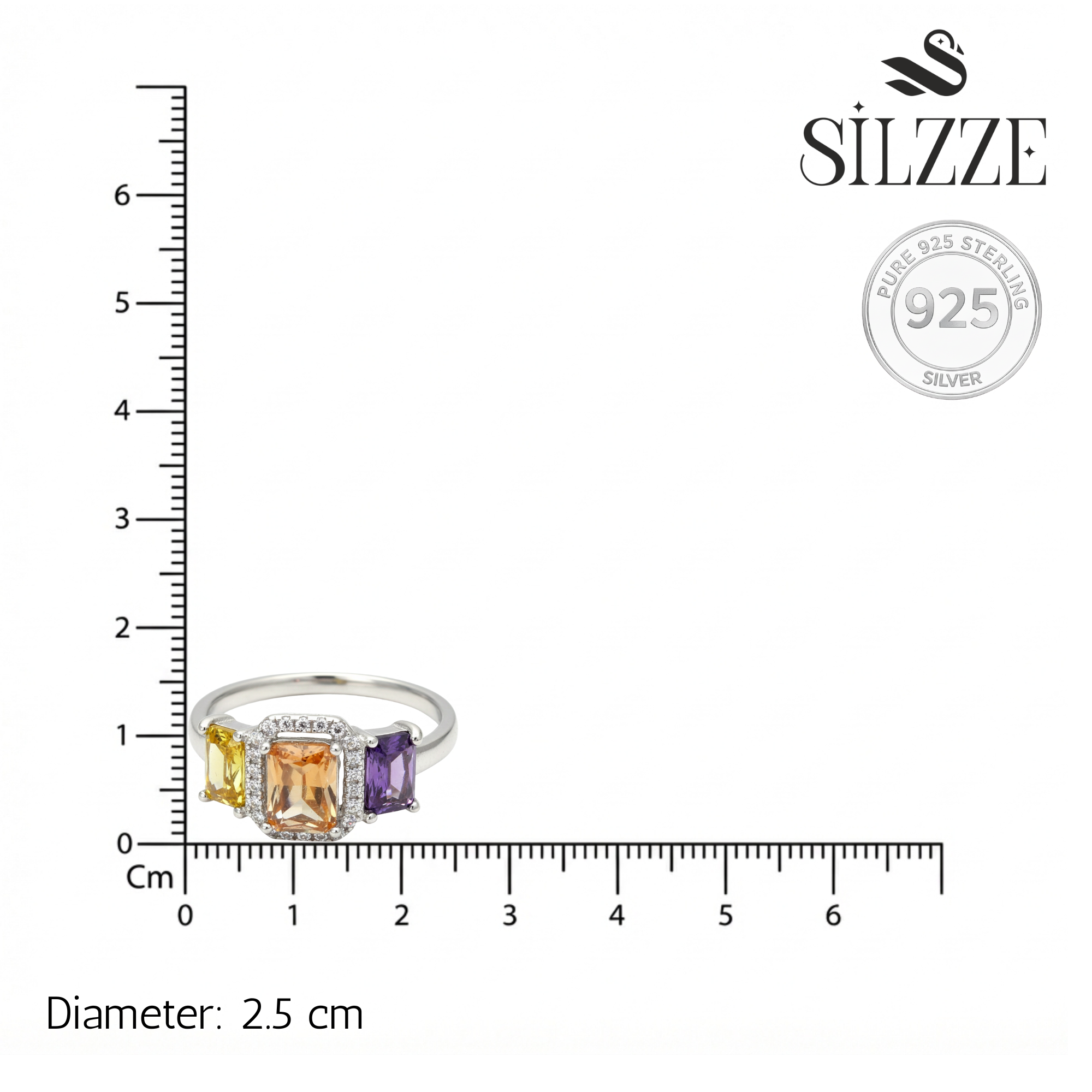 Silver Golden Dahlia Trio Ring For Her