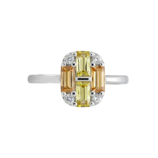 Silver Sun Kissed Geometric Deco Ring For Her