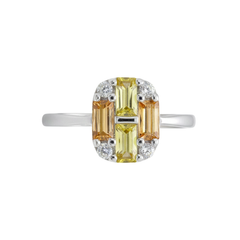 Silver Sun Kissed Geometric Deco Ring For Her