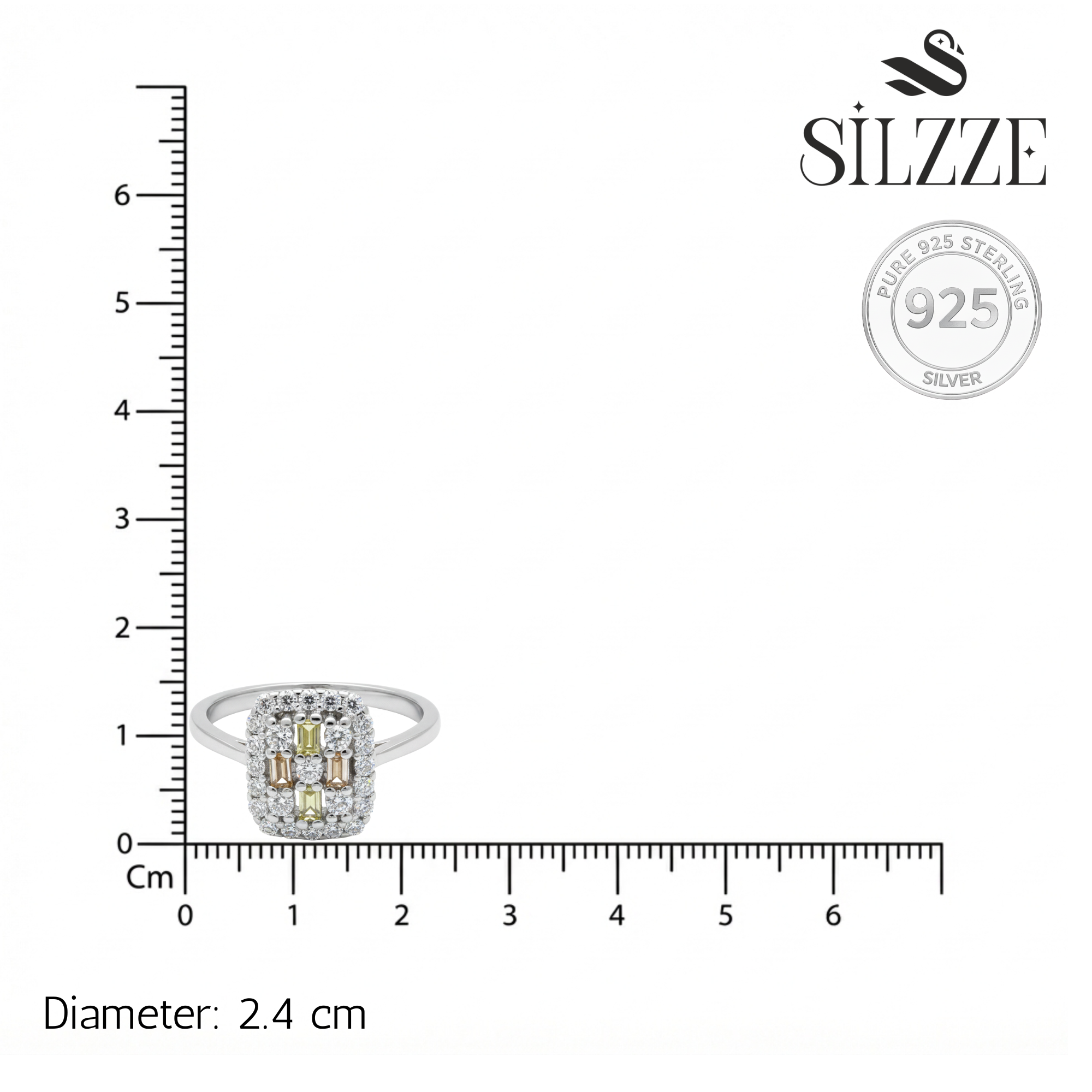 Silver Lemon Sparkle Cluster Ring For Her